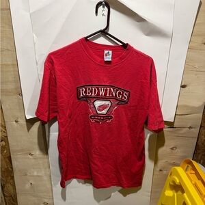 VTG Detroit Red Wings Shirt  L Red Embroidered 90s Men's Heavyweight USA Made